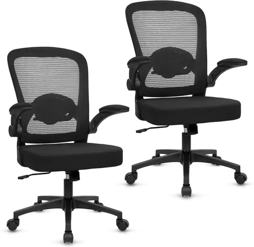 Miniatura 15 de KLASIKA Sillas de escritorio de oficina con ruedas, silla ergonómica de malla con soporte lumbar de altura ajustable, silla giratoria