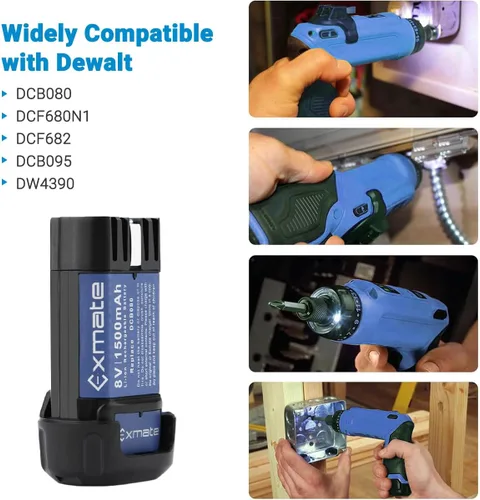 Miniatura 6 de Paquete de 2 baterías de 1500 mAh 8 V Max compatibles con Dewalt DCB080 DCF680N1 DCF682 DCB095 DW4390 DCF680N2 DCF680G2 DCL023 DCF680