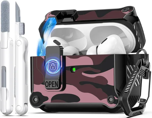 Miniatura 107 de R-fun - Funda para audífonos compatible con AirPods de 4.ª generación 2024, cubierta protectora de expulsión automática a prueba de caídas, puerto