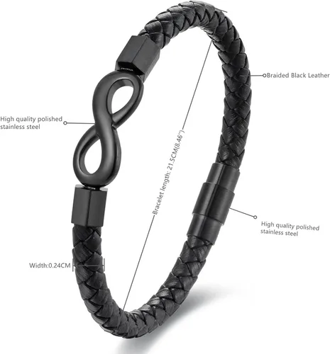 Miniatura 6 de Pulsera de cuero con texto en inglés "To My Man", regalo para marido de parte de WifeI Love You Forever and Always Pulseras para novio, aniversario
