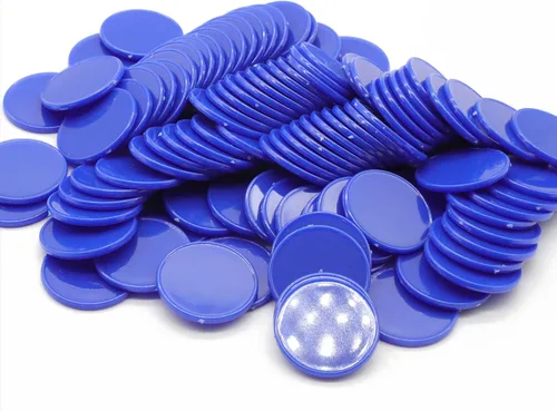 juego de 100 fichas de aprendizaje de plástico opaco, mini fichas de póquer, fichas de juego con caja de almacenamiento (Azul, 2,54 cm)