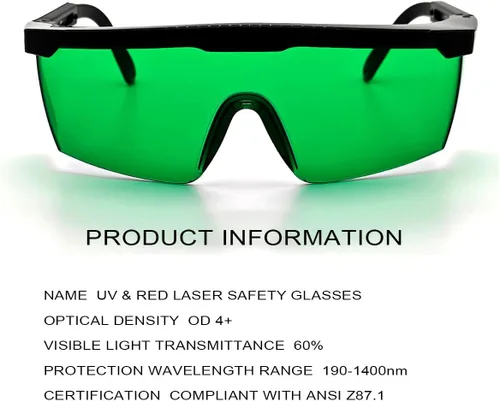 Miniatura 6 de FreeMascot Gafas de seguridad láser UV y rojas para 405 nm, 445 nm, 650 nm y luz láser infrarroja para depilación, protección ocular con montura
