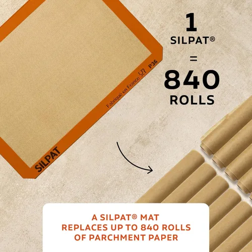 Miniatura 3 de Silpat Premium Non-Stick Silicone Baking Mat, Half Sheet Size, 11-5/8 x 16-1/2, Orange