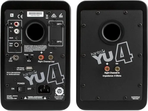 Miniatura 2 de Kanto Altavoces Amplificados YU4MB con Bluetooth y Preamplificador de Phono Integrado Modo de Espera y Encendido Automático Control Remoto Negro