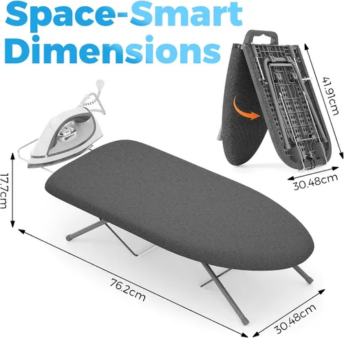 Miniatura 3 de KINGBOARD Tabla de planchar de mesa, tabla de planchar pequeña con soporte para planchar, tabla de planchar plegable, cubierta extragruesa, tabla