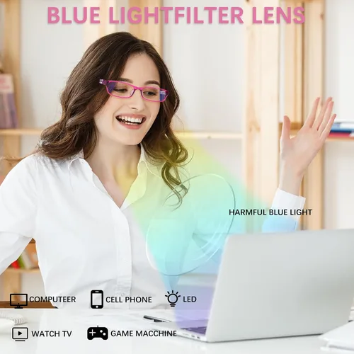 Miniatura 4 de Paquete de 5 pares de anteojos de lectura para computadora para hombres y mujeres con bloqueo de luz azul antifatiga para la lectura (5 Mix-6, 2.0)