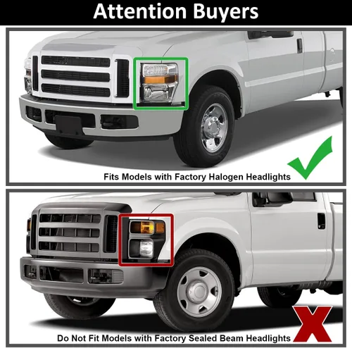 Miniatura 3 de SPEC-D TUNING Faros Proyectores Negros con Barra LED Compatibles con Ford F-250, F-350, F-450, F-550 Super Duty 2008-2010, Juego de Faros Izquierdo