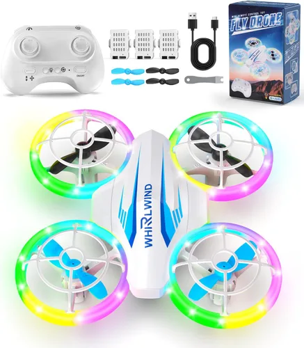 Mini dron para niños y principiantes: juguete volador para niños con giros de 360°, luces LED, 3 baterías, tiempo de vuelo de 27 minutos, dron de