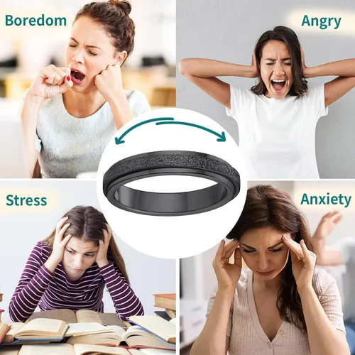 Miniatura 2 de Supcare Anillos antiestrés para mujer de 4/6/0.315 in para la ansiedad, anillo de pulgar con chorro de arena, regalo para mujeres, talla 7-14