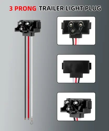 Miniatura 5 de 10x Enchufe de Cable de 3 Hilos para Luz de Remolque de Camión Moldeado de 3 Clavijas Arnés Pigtail para Parada, Giro, Cola Sellada Redonda Ovalada