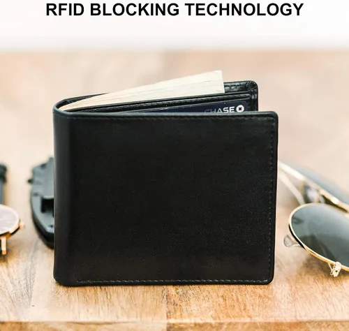 Miniatura 4 de Carteras para hombre con bloqueo RFID Cartera plegable de cuero para hombre Cuero genuino Capacidad adicional Por Stay Fine, Negro -, Classic