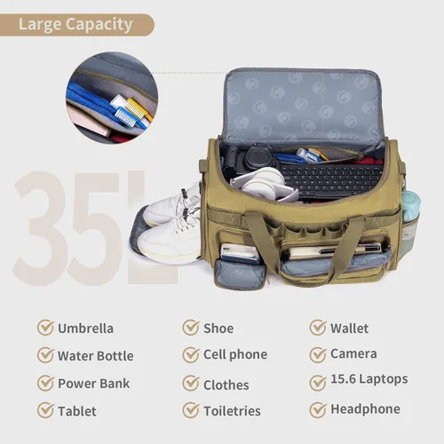 Miniatura 4 de Bolsas de gimnasio para hombres, 35L55L, bolsa de lona táctica, bolsa de viaje deportiva, bolsa de gimnasio, fin de semana, mochila nocturna