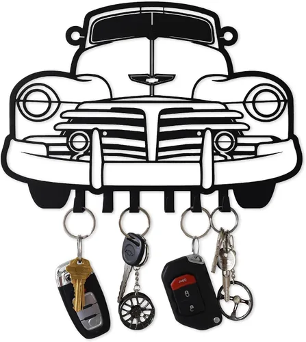 Miniatura 12 de MOOH Llavero de metal para automóvil con 6 ganchos, decoración única de pared para hombres y mujeres, decoración de cueva de hombre genial
