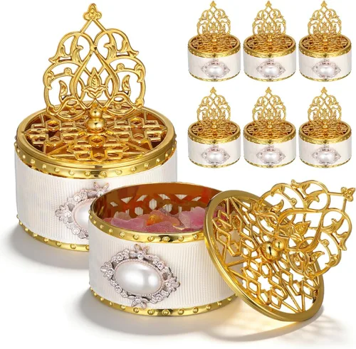 12 cajas doradas para recuerdos de fiesta, caja de dulces de lujo, caja decorativa para golosinas, estilo europeo, contenedor para boda, cumpleaños,