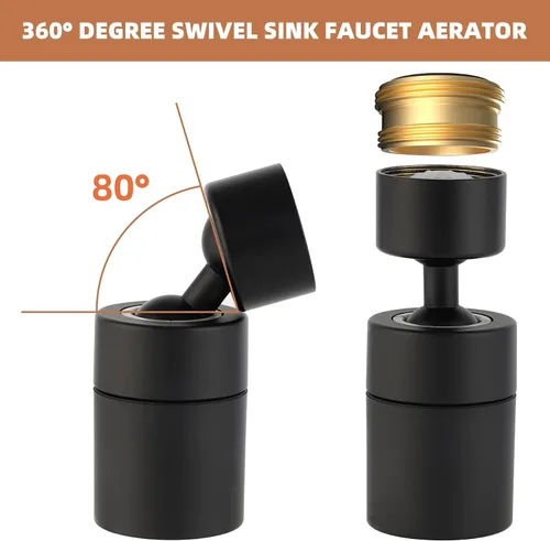 Miniatura 7 de Hibbent Aireador de grifo, aireador de grifo de fregadero de cocina de 360 grados, accesorio de grifo de cocina giratorio de doble función, pieza