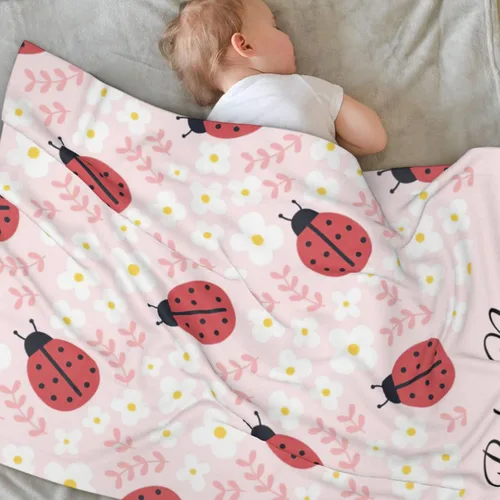 Miniatura 3 de Manta de bebé personalizada de mariquita, manta personalizada con linda mariquita para niñas, felpa suave para niños pequeños, recién nacidos