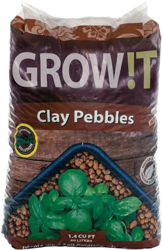 GROW!T GMC40l - Piedrecillas de arcilla de 4mm a 16mm, Marrón, (Bolsa de 40 litros) - Hechas de arcilla 100% natural, Pueden ser utilizadas para