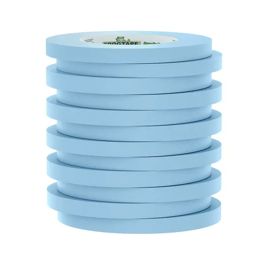 Miniatura 2 de FrogTape Cinta adhesiva de grado de rendimiento de temperatura moderada, 250 unidades, color azul claro, adherencia media-alta, 0.472 in x 180.4 ft