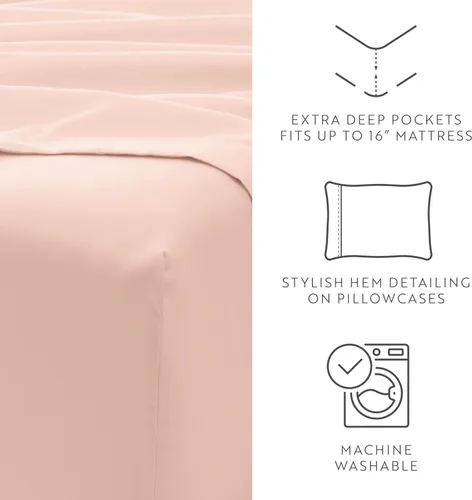 Miniatura 3 de ienjoy Home Linen Market - Juego de sábanas de 6 piezas, color rubor, tamaño King Blush