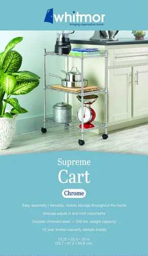 Miniatura 6 de Whitmor Rolling 3 Shelf Cart, Chrome