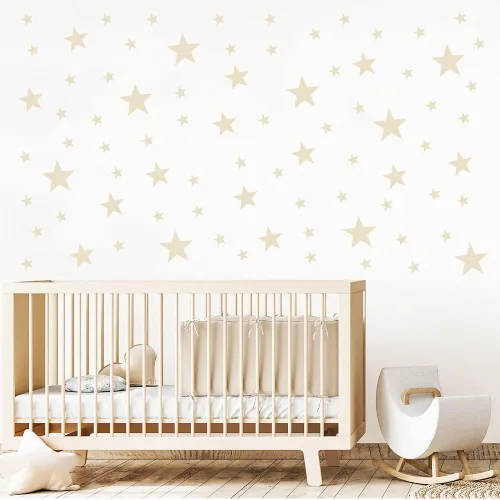 Miniatura 12 de Calcomanías de estrella azul bebé para niños y niñas, calcomanías de pared para habitación de niños (azul claro, estrella mixta, 112 unidades)