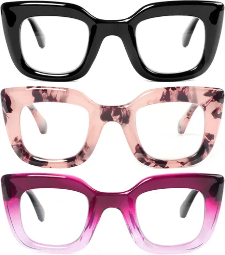 Miniatura 8 de REAVEE Oprah Style - Gafas de lectura para mujer, elegantes y bonitas, paquete de 3 unidades, con bloqueo de luz azul, con bisagra de resorte