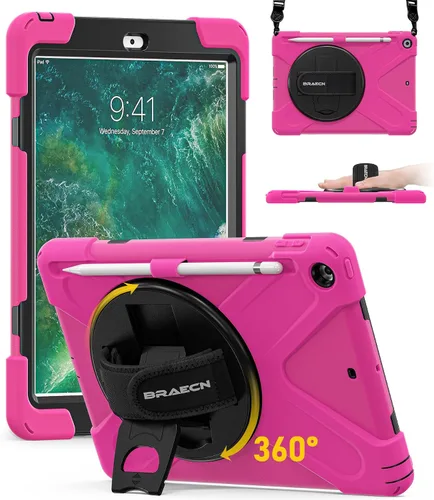 Miniatura 15 de BRAECN Funda para iPad 6ª/5ª Generación, Funda iPad 9.7 2018/2017 - Resistente a Prueba de Golpes con Soporte para Lápices, Correa de Hombro