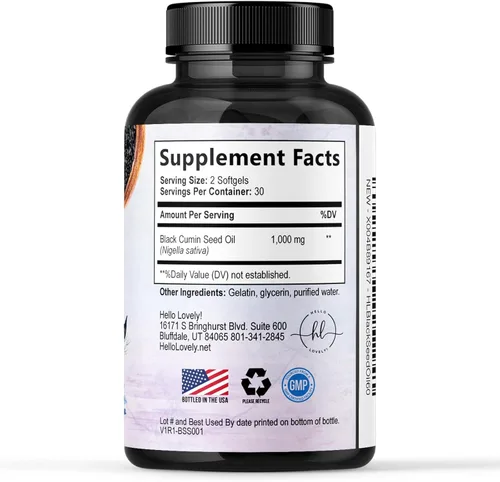 Miniatura 9 de Aceite de semilla de comino negro de 1000 mg por porción, cápsulas blandas de semillas negras Nigella Sativa premium, aceite de semilla de comino