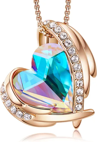 CDE Love Heart Pendant Necklaces for Women Silver Tone Rose Gold Tone Crystals Birthstone Christmas Jewelry Gifts for Women BirthdayAnniversary