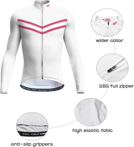Miniatura 3 de Lo.gas Maillot de ciclismo para hombre, manga cortalarga, camisas de ciclismo con cremallera completa con bolsillos, ropa de bicicleta de carretera