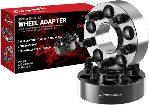 Miniatura 12 de Wheel Accessories Parts 2 adaptadores de espaciadores de rueda centrados en buje de 5 x 5 5 x 127 1.25 pulgadas de grosor 2.815 in, buje de rosca