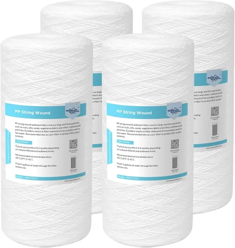 Membrane Solutions WPP-F10B-5 - Cartucho de repuesto de filtro de agua para toda la casa, filtro universal de sedimentos para agua de pozo, paquete