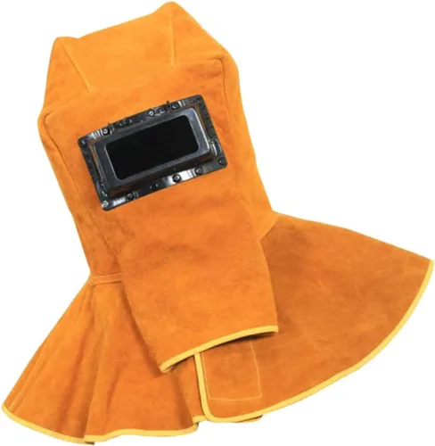 jojofuny Máscara de soldadura de cuero, gorra de soldadura de cuero, visera de soldadura, sombrero de soldador, gorra de soldadura con cuello