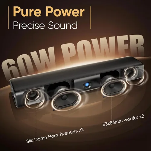 Miniatura 3 de Saiyin Barra de sonido para Smart TV, barra de sonido Bluetooth 5.3 de 60 W con controladores de graves duales y voz clara, sistema de sonido