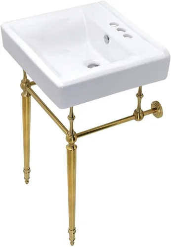 Kingston Brass KVPB2018W47 Fregadero de consola eduardiana, latón cepillado 20 x 18 x 33.56