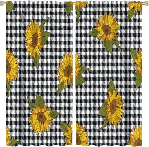 Miniatura 46 de Cortinas opacas con diseño de girasoles para ventana, puesta de sol sobre girasol, para dormitorio, sala de estar, cocina, decoración del hogar, 42