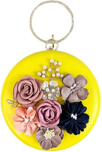Bolso de mano para mujer 3D rosa nude floral bolso de mano Hecho a mano con perla Boda nupcial diurna fiesta de noche