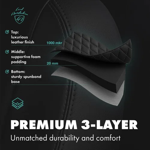 Miniatura 4 de Lord AutoFashion - Fundas de asiento para Toyota Tacoma 2016-2023 Turin Diamond de ajuste personalizado, impermeables, de cuero ecológico, diseño