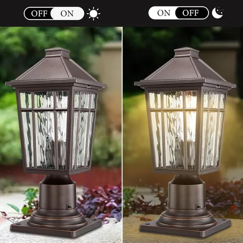 Miniatura 8 de Darkaway Luces de Poste para Exteriores Accesorio de Luz de Poste de Lámpara, Carcasa de Aluminio Impermeable con Vidrio de Efecto Ondas de Agua