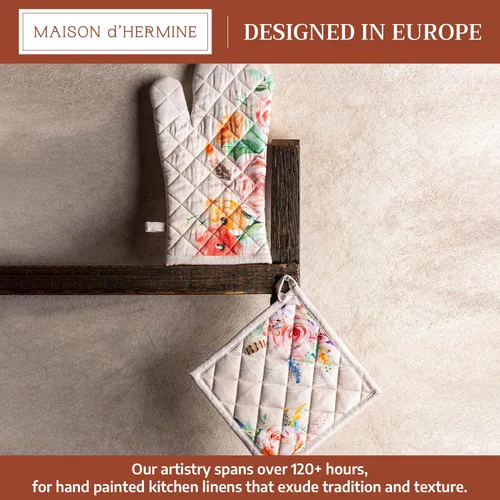 Miniatura 2 de Maison d' Hermine - Guante de horno de 7.5 x 13 pulgadas, agarradera de 8 x 8 pulgadas, 100 % algodón, resistentes al calor, regalos, banquetes, 065