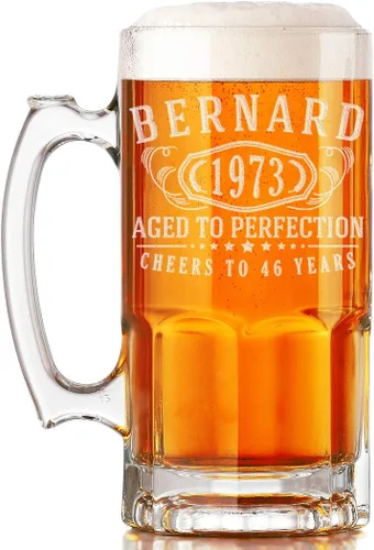 Miniatura 12 de Taza de cerveza de vidrio con monograma grabado personalizado, 34 onzas, Día del Padre, monograma, nombre personalizado, regalos de cerveza Claro