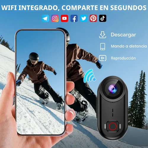 Miniatura 8 de toberto Cámara de acción de pulgar 4K, mini cámara corporal con WiFi, cámara POV de grabación de manos libres magnética de 150°, estabilización EIS