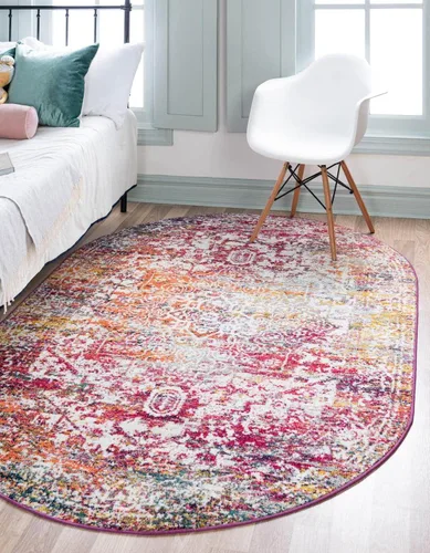 Unique Loom Richmond Collection - Alfombra de área con medallón (7 pies 1 pulgada x 10 pies, ovalada, multicolor y negro)