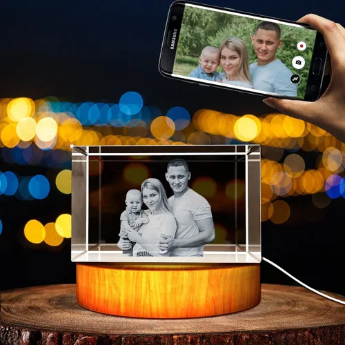 Foto de cristal 3D personalizada grabada dentro del cristal con tu propia imagen, regalo de cubo de fotos de vidrio 3D, regalo único para el día del