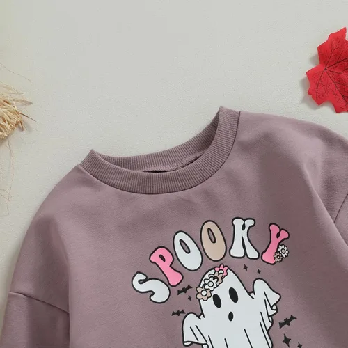 Miniatura 112 de Adobabirl Traje de Halloween para bebé, sudadera de fantasma, calabaza, mameluco, suéter de gran tamaño, lindo para otoño e invierno