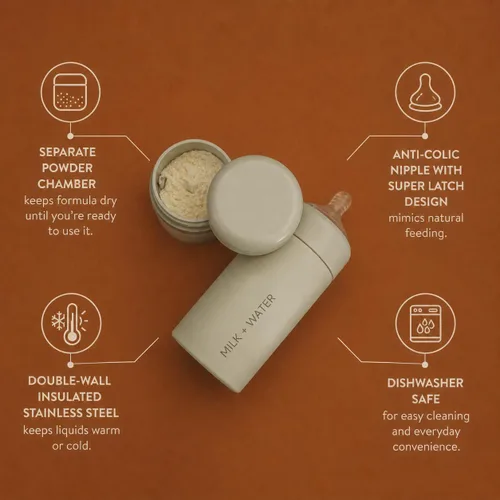 Miniatura 6 de MILK & WATER - Dispensador de biberones y fórmula para bebés todo en uno de acero inoxidable sobre la marcha, mantiene el agua caliente y la fórmula