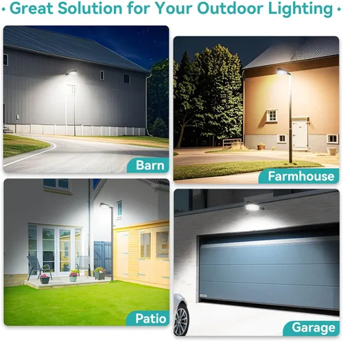Miniatura 8 de HiBay Luz LED de granero del atardecer al amanecer con atenuación temporizada, 3CCT 80W 12000LM eqv 400-600W HPS/HID, iluminación de inundación