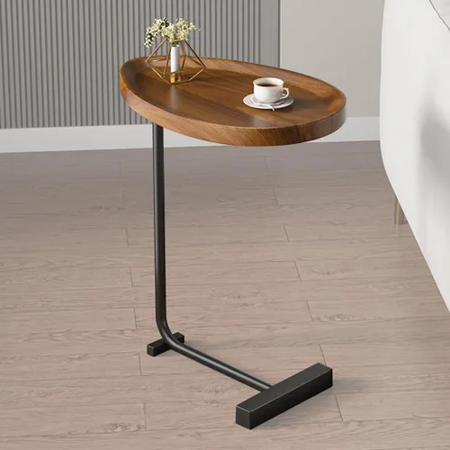 Mesa auxiliar en forma de C, mesa auxiliar pequeña en C para sofá y mesita de noche, mesas auxiliares de sofá que se deslizan debajo, mesa auxiliar