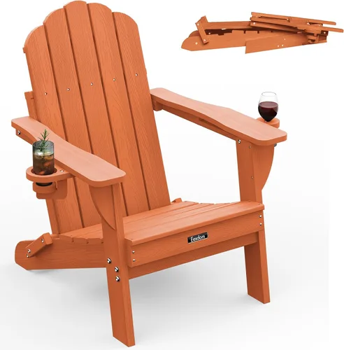 Miniatura 24 de Silla Adirondack plegable, silla Adirondack de HDPE con 2 soportes para tazas, sillas para fogatas al aire libre de fácil montaje para patio