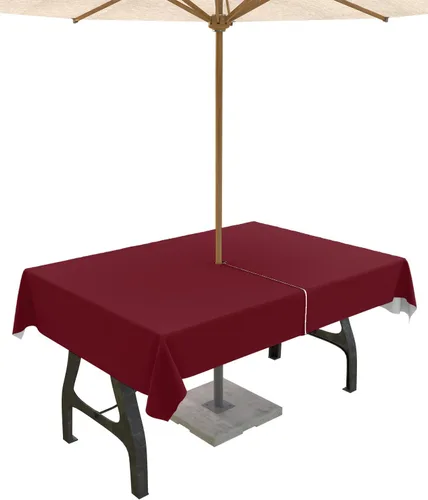 Miniatura 57 de QueenKer Mantel de exterior verde oliva con agujero para sombrilla y cremallera, mantel de color sólido para mesas cuadradas, colección de mesa
